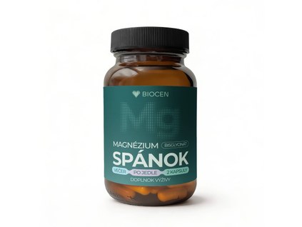 Biocen magnezium bisglycinat chelat na spanok a relax 1000 mg z toho elementarny horcik 200 mg 60 veganskych kapsul